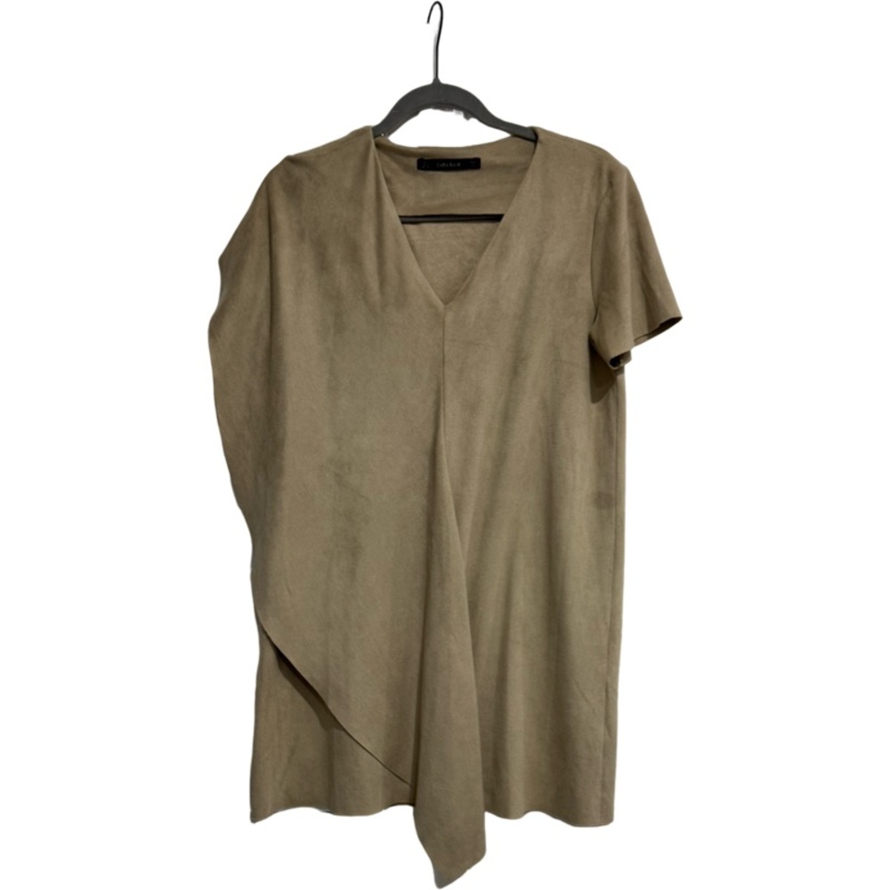 Zara Basic Beige Short Sleeve Dress